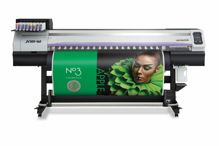 The Mimaki JV300-160 outdoor durable inkjet solvent printer.