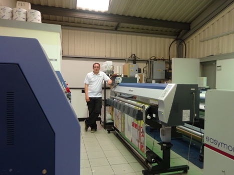 Harberson's Print Manager, Karl Richardson with the Mimaki TS34