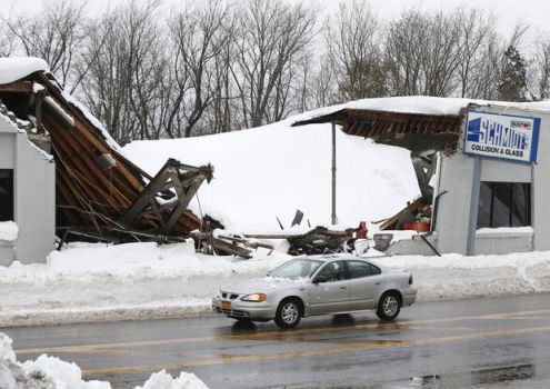 A roof collapsed at Schmidt's Collision and Glass after taking heavy snowfall